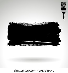 Black brush stroke and texture. Grunge vector abstract hand - painted element. Underline and border design.