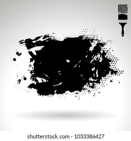 Black brush stroke and texture. Grunge vector abstract hand - painted element. Underline and border design.