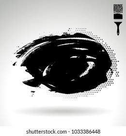 Black brush stroke and texture. Grunge vector abstract hand - painted element. Underline and border design.