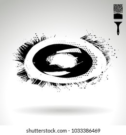 Black brush stroke and texture. Grunge vector abstract hand - painted element. Underline and border design.