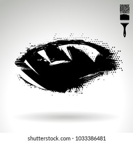 Black brush stroke and texture. Grunge vector abstract hand - painted element. Underline and border design.