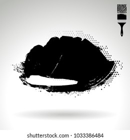 Black brush stroke and texture. Grunge vector abstract hand - painted element. Underline and border design.