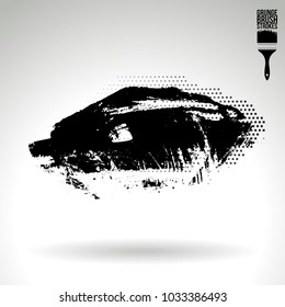 Black brush stroke and texture. Grunge vector abstract hand - painted element. Underline and border design.
