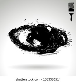 Black brush stroke and texture. Grunge vector abstract hand - painted element. Underline and border design.