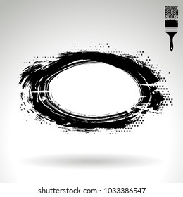 Black brush stroke and texture. Grunge vector abstract hand - painted element. Underline and border design.