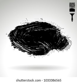 Black brush stroke and texture. Grunge vector abstract hand - painted element. Underline and border design.