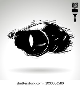 Black brush stroke and texture. Grunge vector abstract hand - painted element. Underline and border design.