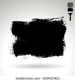 Black brush stroke and texture. Grunge vector abstract hand - painted element. Underline and border design.