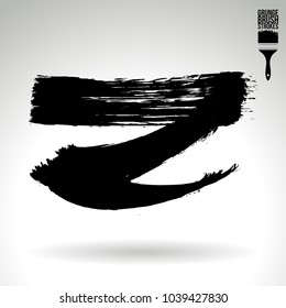 Black brush stroke and texture. Grunge vector abstract hand - painted element. Underline and border design.