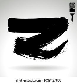 Black brush stroke and texture. Grunge vector abstract hand - painted element. Underline and border design.
