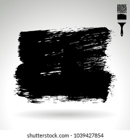 Black brush stroke and texture. Grunge vector abstract hand - painted element. Underline and border design.