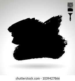 Black brush stroke and texture. Grunge vector abstract hand - painted element. Underline and border design.