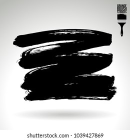 Black brush stroke and texture. Grunge vector abstract hand - painted element. Underline and border design.