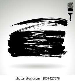 Black brush stroke and texture. Grunge vector abstract hand - painted element. Underline and border design.