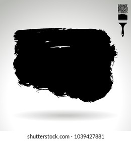 Black brush stroke and texture. Grunge vector abstract hand - painted element. Underline and border design.