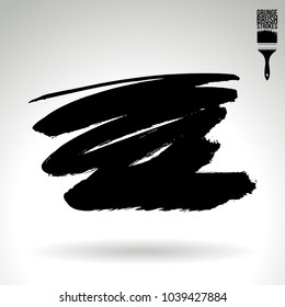 Black brush stroke and texture. Grunge vector abstract hand - painted element. Underline and border design.