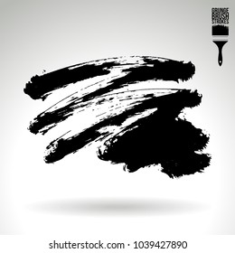 Black brush stroke and texture. Grunge vector abstract hand - painted element. Underline and border design.