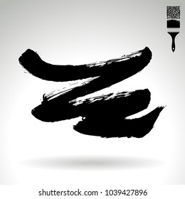Black brush stroke and texture. Grunge vector abstract hand - painted element. Underline and border design.