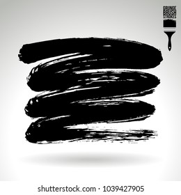 Black brush stroke and texture. Grunge vector abstract hand - painted element. Underline and border design.