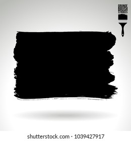 Black brush stroke and texture. Grunge vector abstract hand - painted element. Underline and border design.