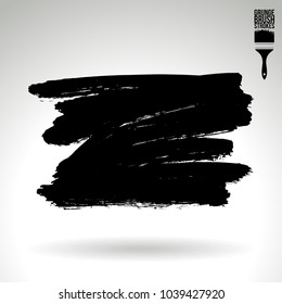 Black brush stroke and texture. Grunge vector abstract hand - painted element. Underline and border design.