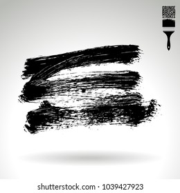 Black brush stroke and texture. Grunge vector abstract hand - painted element. Underline and border design.