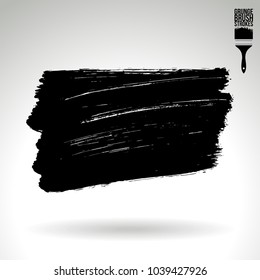 Black brush stroke and texture. Grunge vector abstract hand - painted element. Underline and border design.