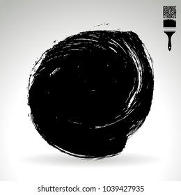 Black brush stroke and texture. Grunge vector abstract hand - painted element. Underline and border design.