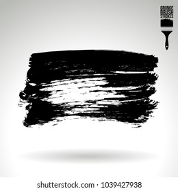 Black brush stroke and texture. Grunge vector abstract hand - painted element. Underline and border design.