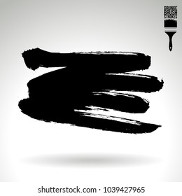 Black brush stroke and texture. Grunge vector abstract hand - painted element. Underline and border design.