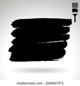 Black brush stroke and texture. Grunge vector abstract hand - painted element. Underline and border design.