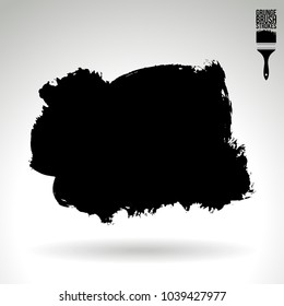 Black brush stroke and texture. Grunge vector abstract hand - painted element. Underline and border design.