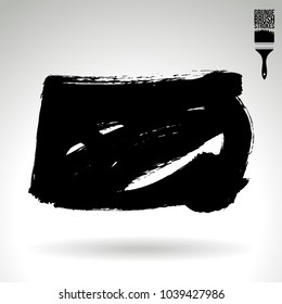 Black brush stroke and texture. Grunge vector abstract hand - painted element. Underline and border design.