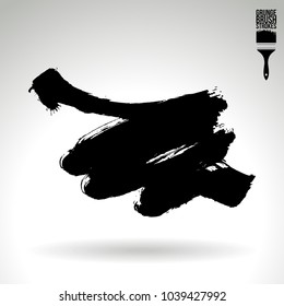 Black brush stroke and texture. Grunge vector abstract hand - painted element. Underline and border design.