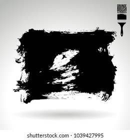 Black brush stroke and texture. Grunge vector abstract hand - painted element. Underline and border design.