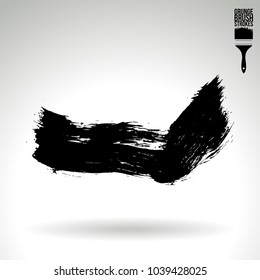 Black brush stroke and texture. Grunge vector abstract hand - painted element. Underline and border design.