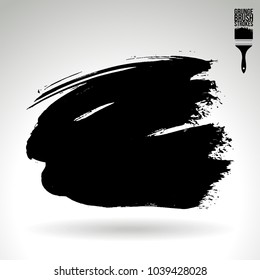 Black brush stroke and texture. Grunge vector abstract hand - painted element. Underline and border design.