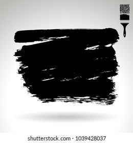 Black brush stroke and texture. Grunge vector abstract hand - painted element. Underline and border design.