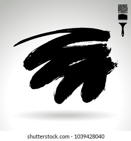 Black brush stroke and texture. Grunge vector abstract hand - painted element. Underline and border design.