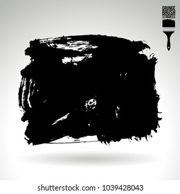 Black brush stroke and texture. Grunge vector abstract hand - painted element. Underline and border design.