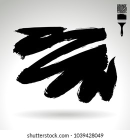 Black brush stroke and texture. Grunge vector abstract hand - painted element. Underline and border design.