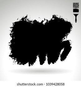 Black brush stroke and texture. Grunge vector abstract hand - painted element. Underline and border design.