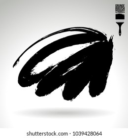 Black brush stroke and texture. Grunge vector abstract hand - painted element. Underline and border design.