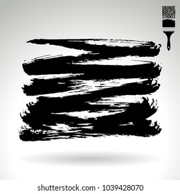 Black brush stroke and texture. Grunge vector abstract hand - painted element. Underline and border design.