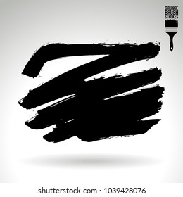Black brush stroke and texture. Grunge vector abstract hand - painted element. Underline and border design.