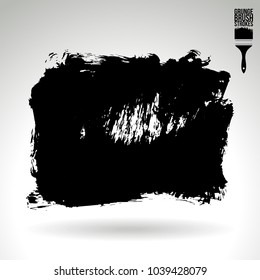 Black brush stroke and texture. Grunge vector abstract hand - painted element. Underline and border design.