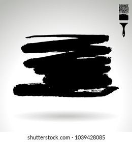 Black brush stroke and texture. Grunge vector abstract hand - painted element. Underline and border design.