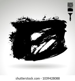 Black brush stroke and texture. Grunge vector abstract hand - painted element. Underline and border design.