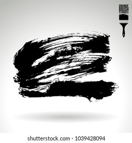 Black brush stroke and texture. Grunge vector abstract hand - painted element. Underline and border design.