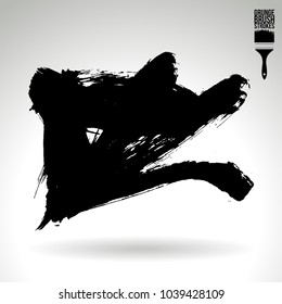 Black brush stroke and texture. Grunge vector abstract hand - painted element. Underline and border design.